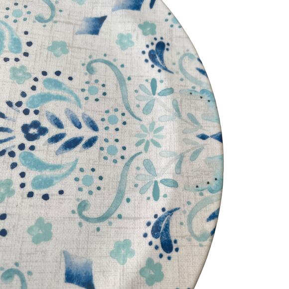 ACADIA HOME Melamine 10.5" Dinner Plates Set 4 Blue Teal White Iznik Print NEW - Picture 7 of 10